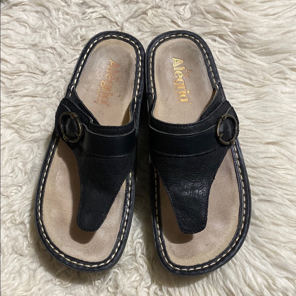 Alegria Black Codi Trellis Thong Sandal Size 38 (8 / 8.5)‎